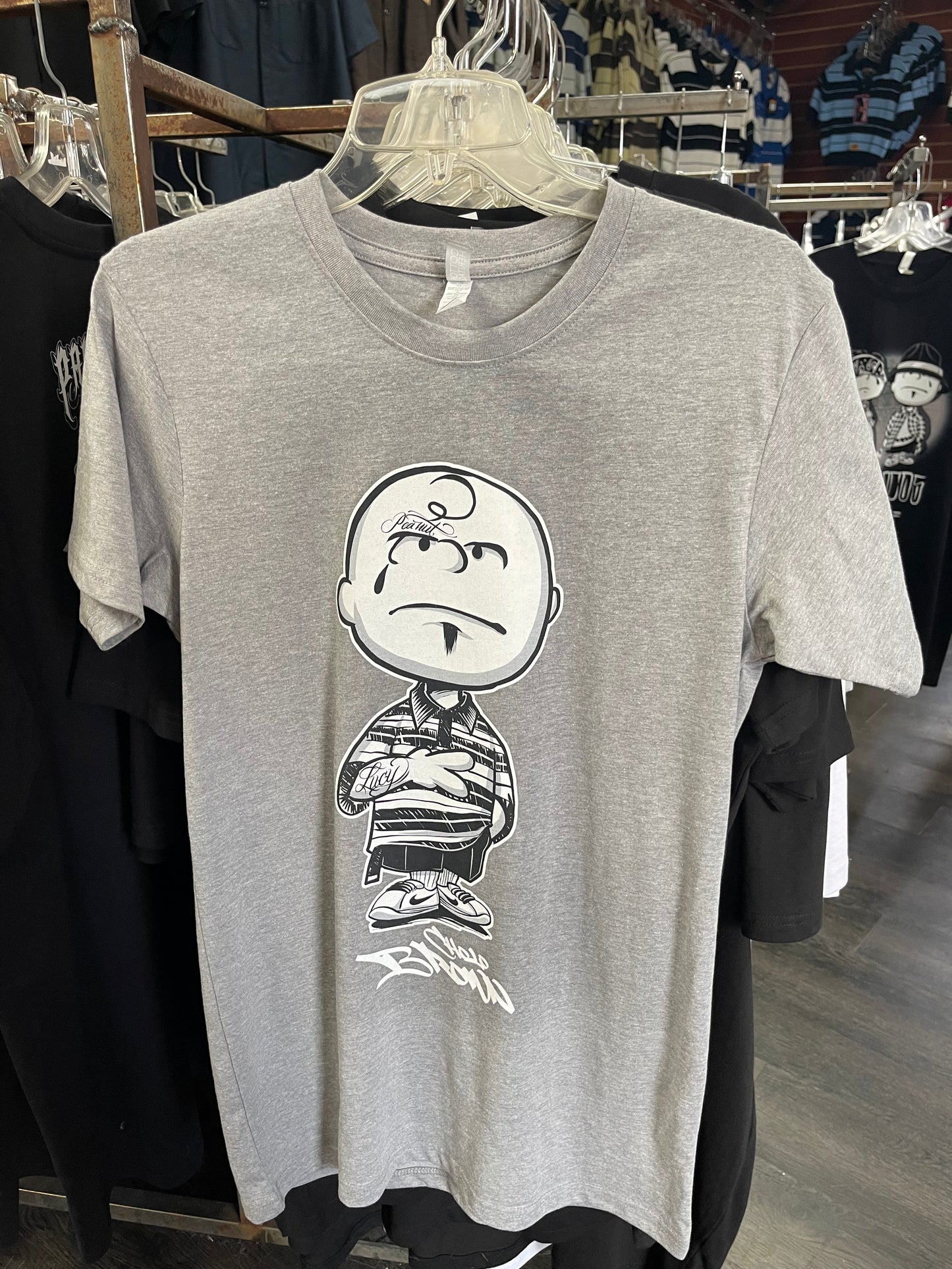 PachucosRUs Cholo Brown Tee (Black, White & Grey)