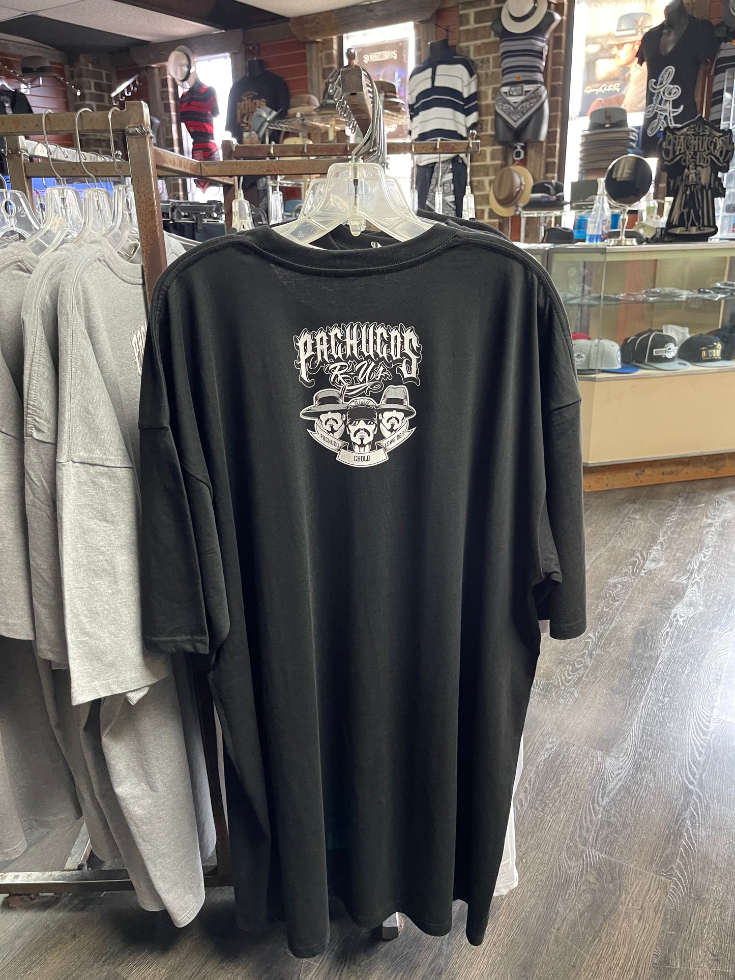 PachucosRUs Cholo Brown Tee (Black, White & Grey)