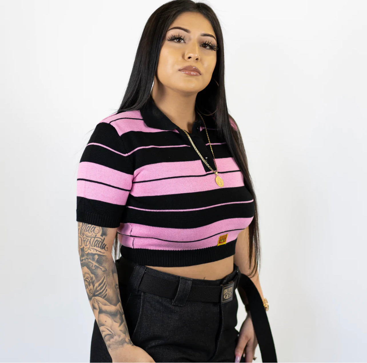 Fb County Charlie Brown Crop Top - Pink/Black
