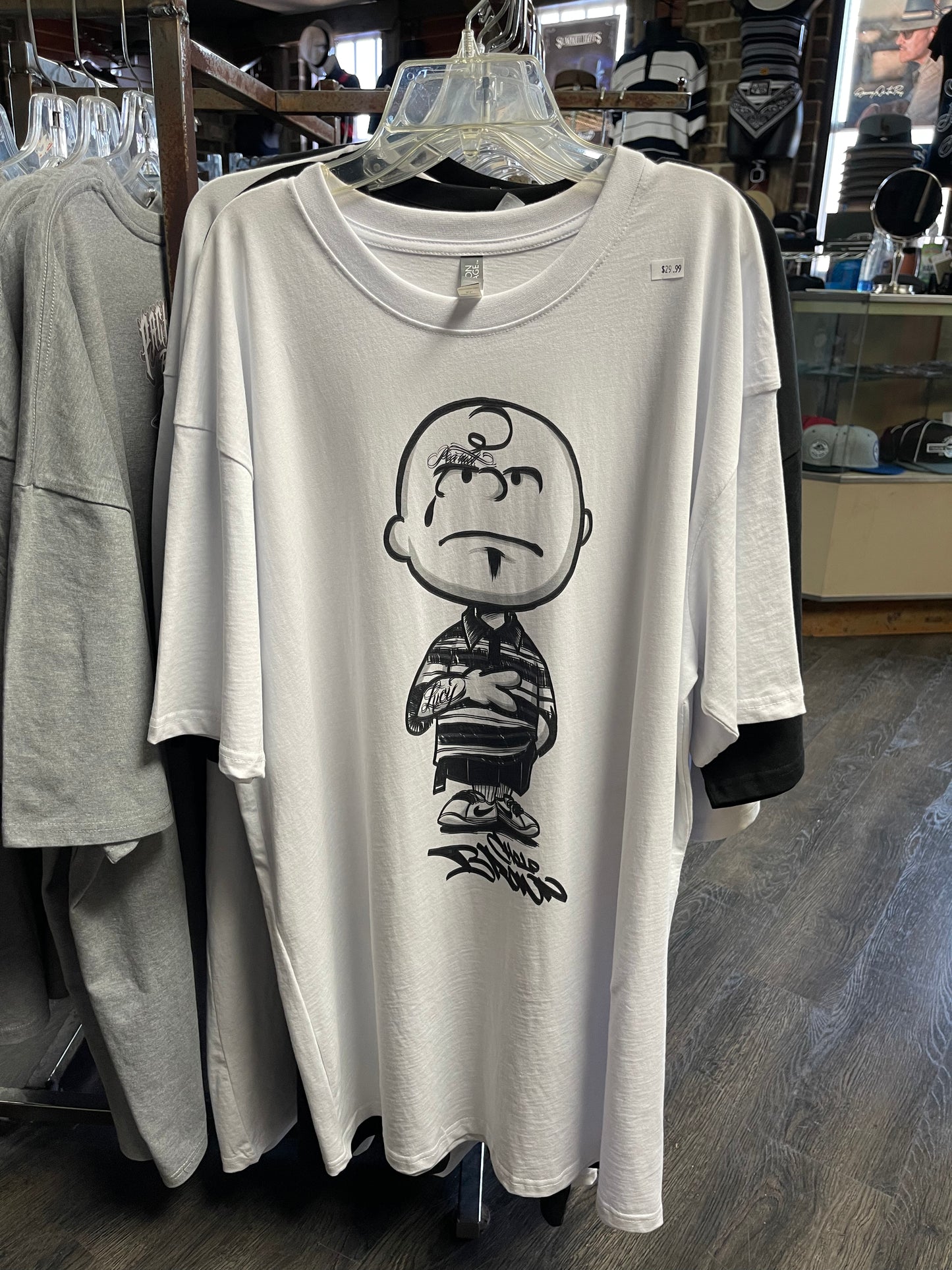 PachucosRUs Cholo Brown Tee (Black, White & Grey)