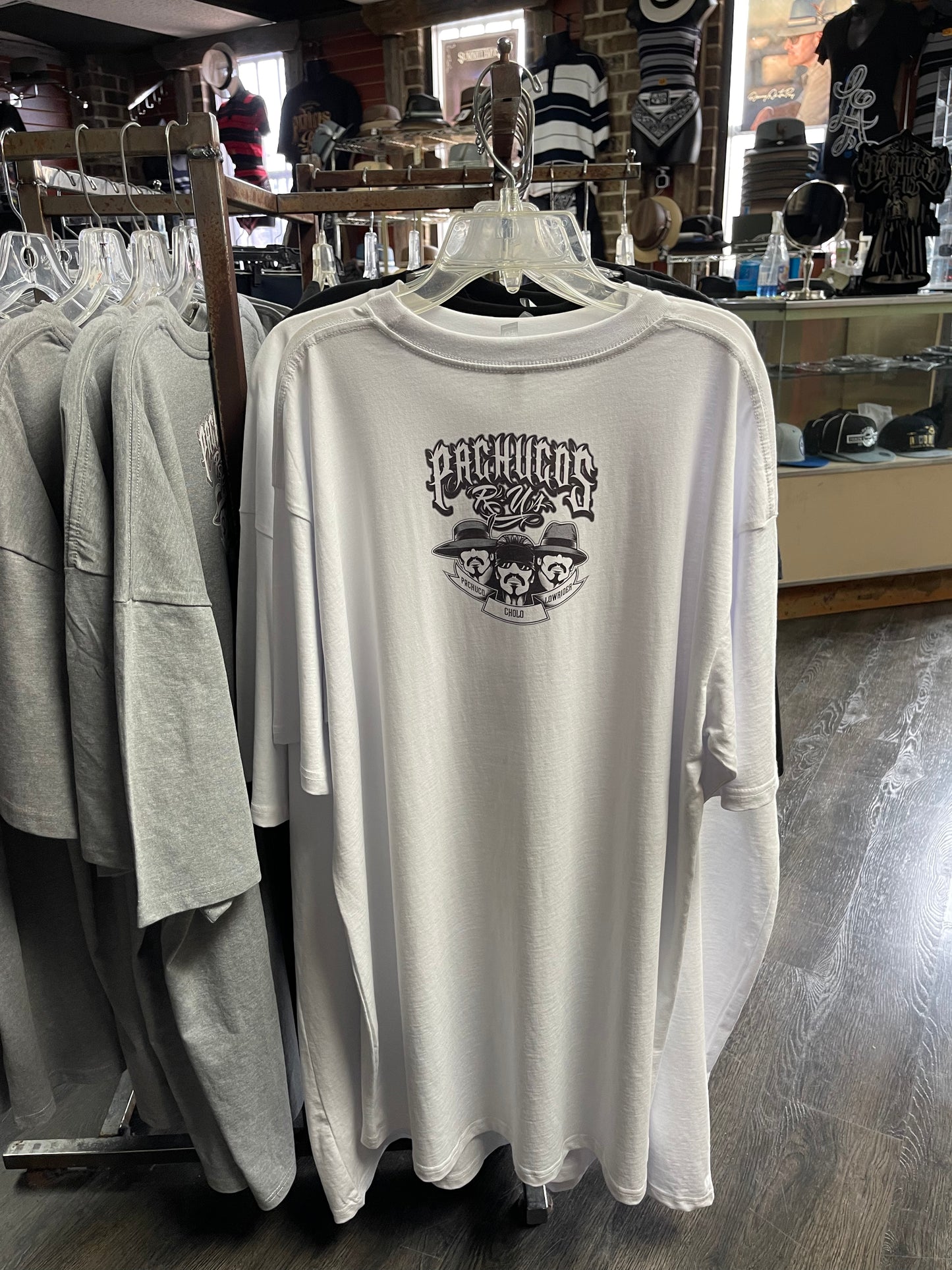PachucosRUs Cholo Brown Tee (Black, White & Grey)